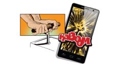 Smartphone hacks - a drawing indicates a phone being turned into a destructive weapon