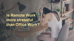 Remote work is stressful - a woman sits at her home office desk with her head in her hands